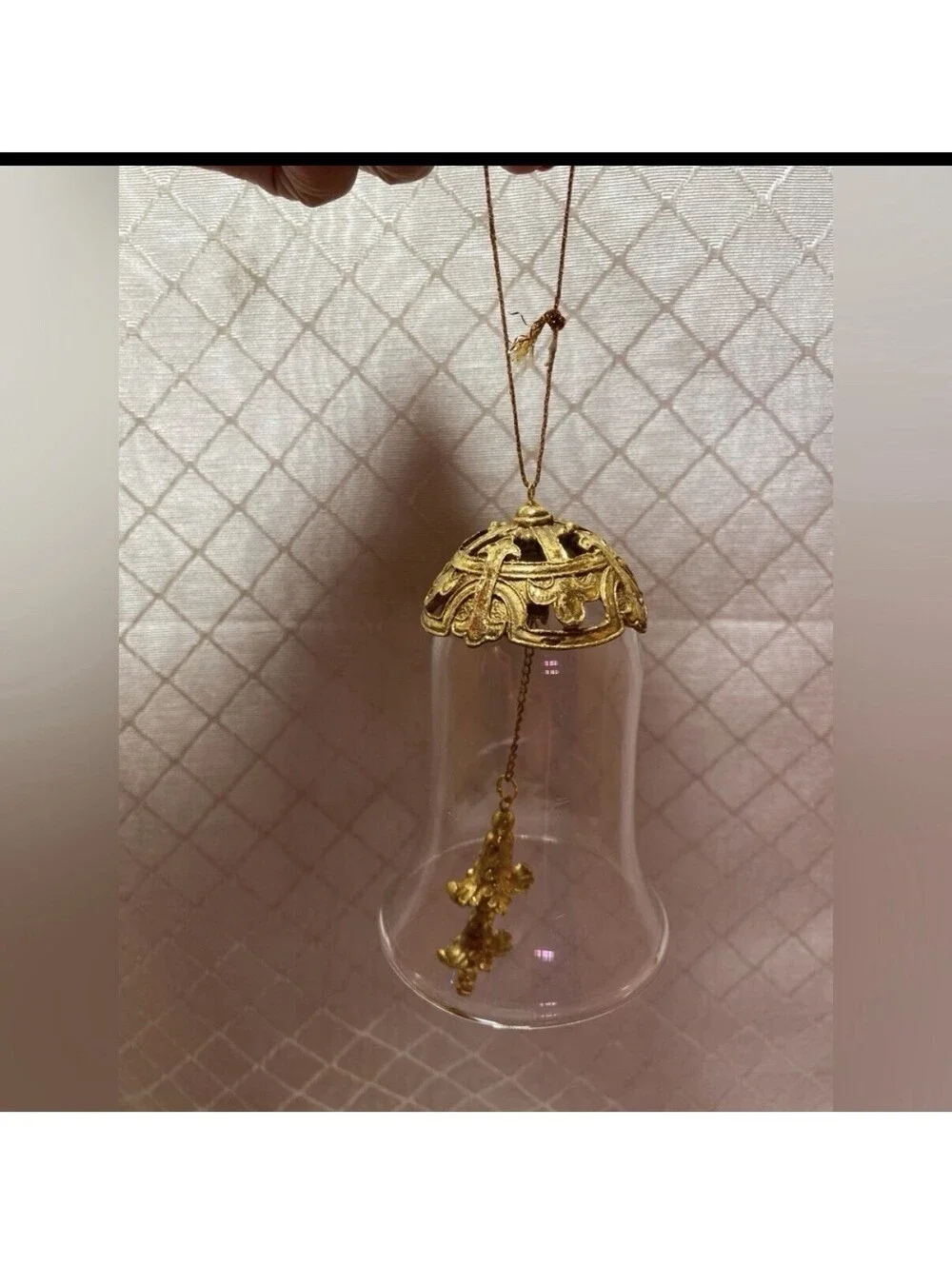 Vintage glass bell / Christmas ornament with gold details
